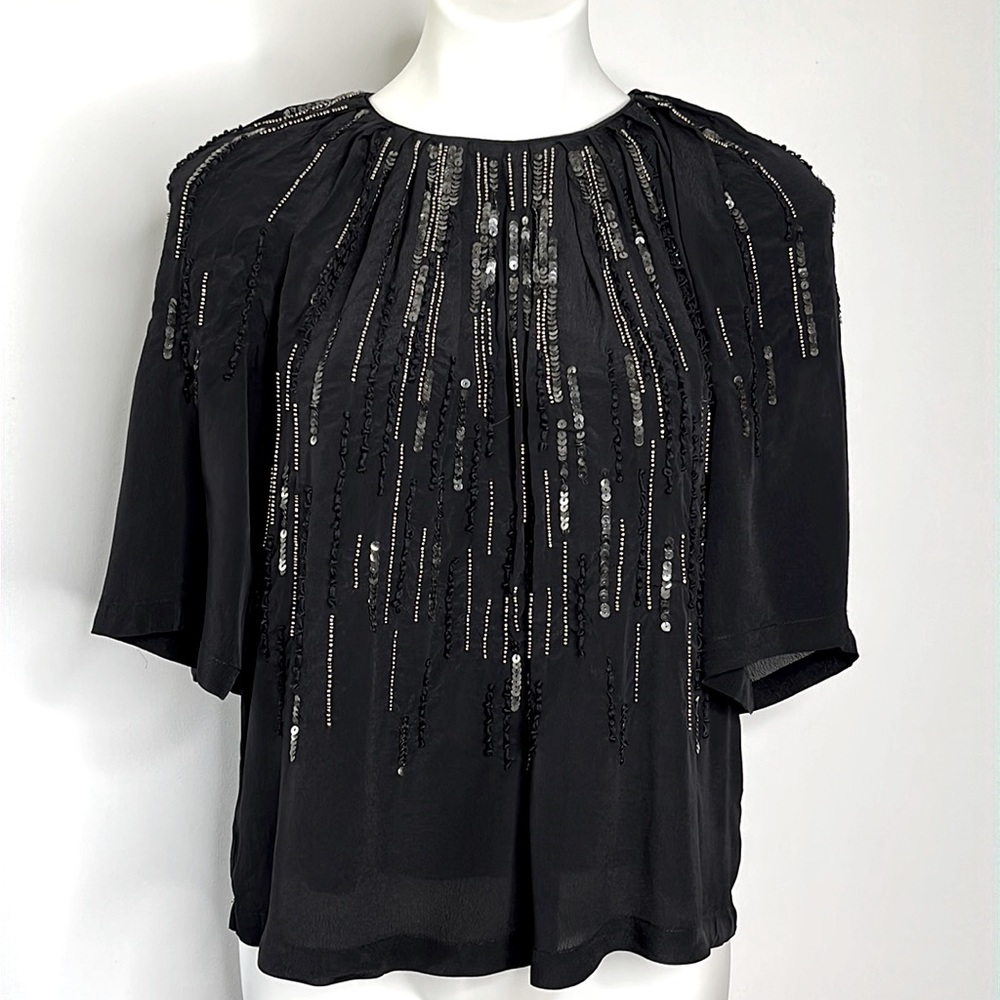 IRO Sequin & Beaded Sheer Blouse - Sz 34 (2)